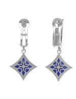 Серьги из белого золота c бриллиантами и лазуритом