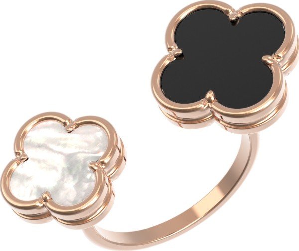 Кольцо из золота c ониксом и перламутром