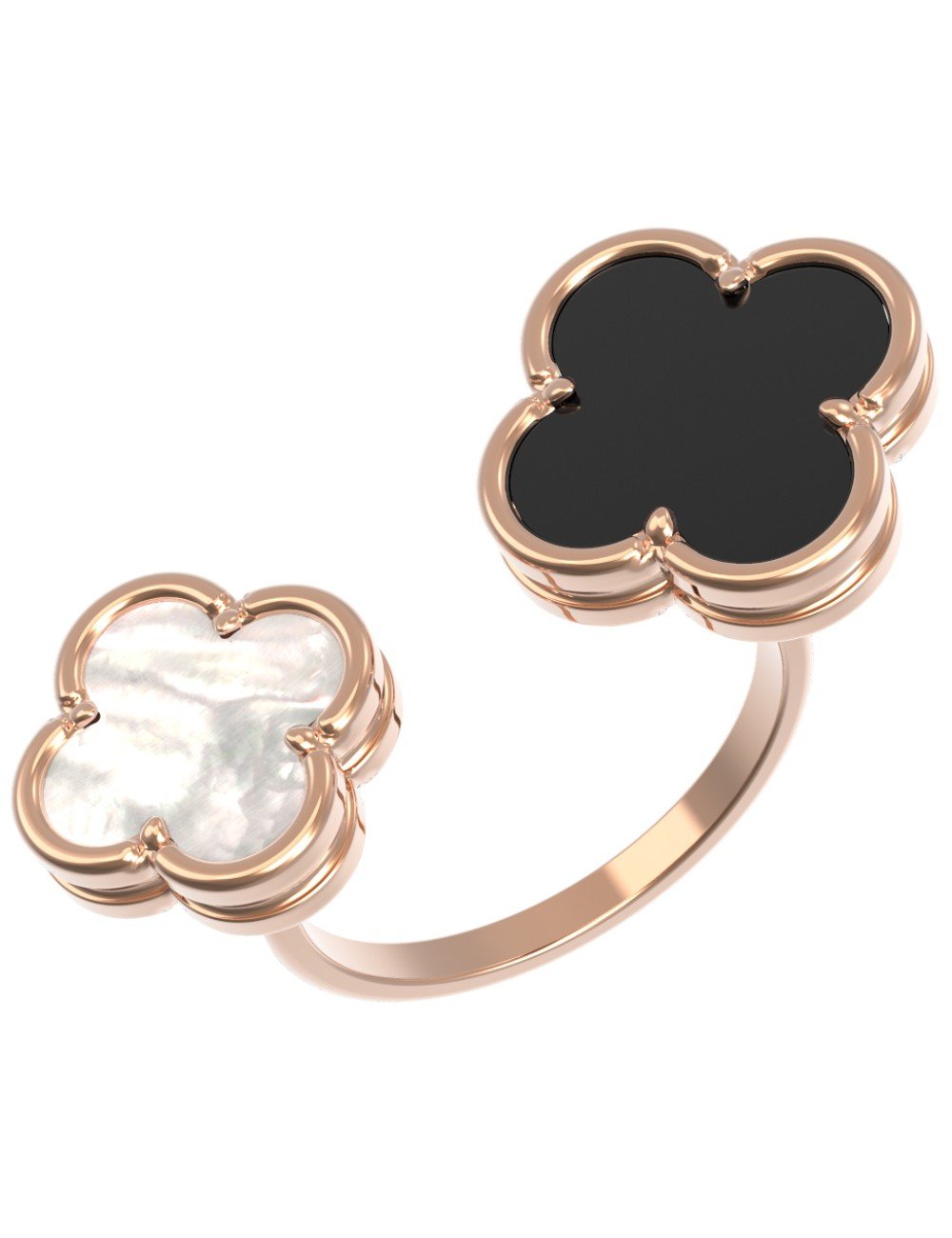 Кольцо из золота c ониксом и перламутром