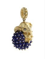 Подвеска из лимонного золота c эмалью и лазуритом