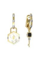 Серьги из лимонного золота c ониксом и перламутром