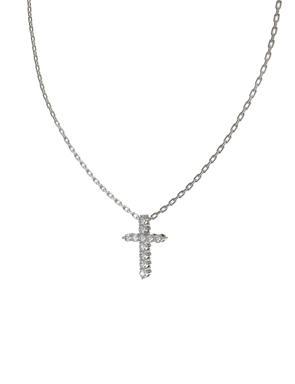 Крест из белого золота c бриллиантами