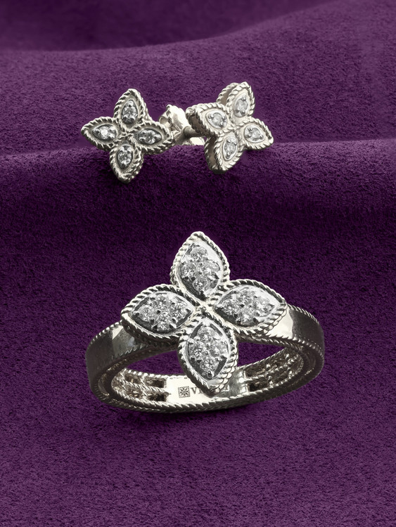 Кольцо из белого золота 585 пробы c бриллиантами