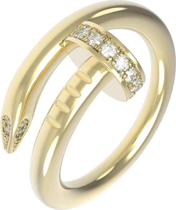 Кольцо из лимонного золота 585 пробы c бриллиантами