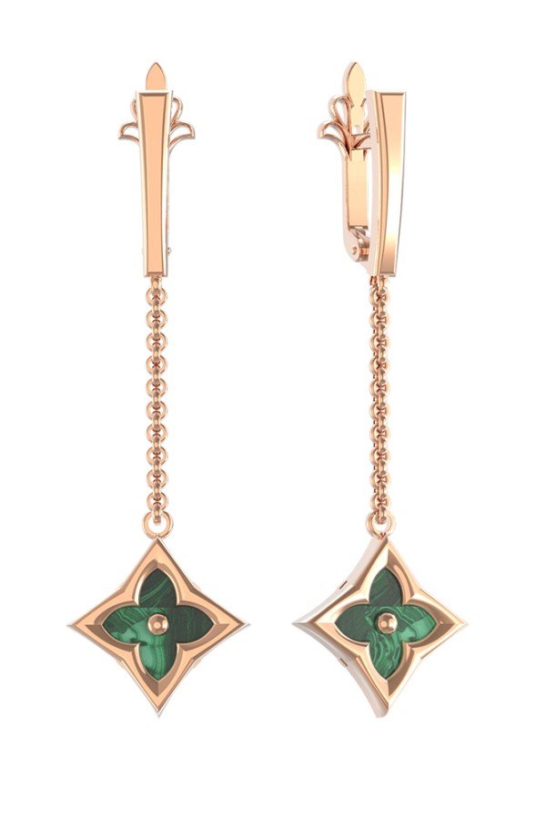 Серьги из золота c малахитом