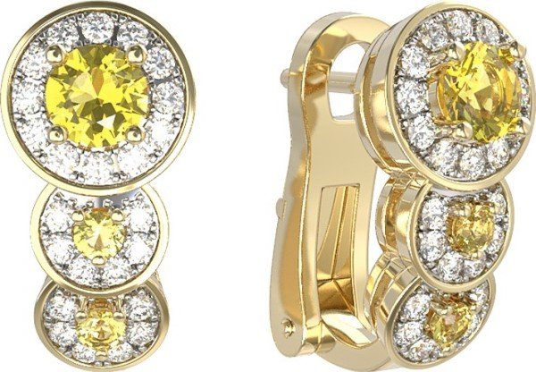 Серьги из лимонного золота c бриллиантами