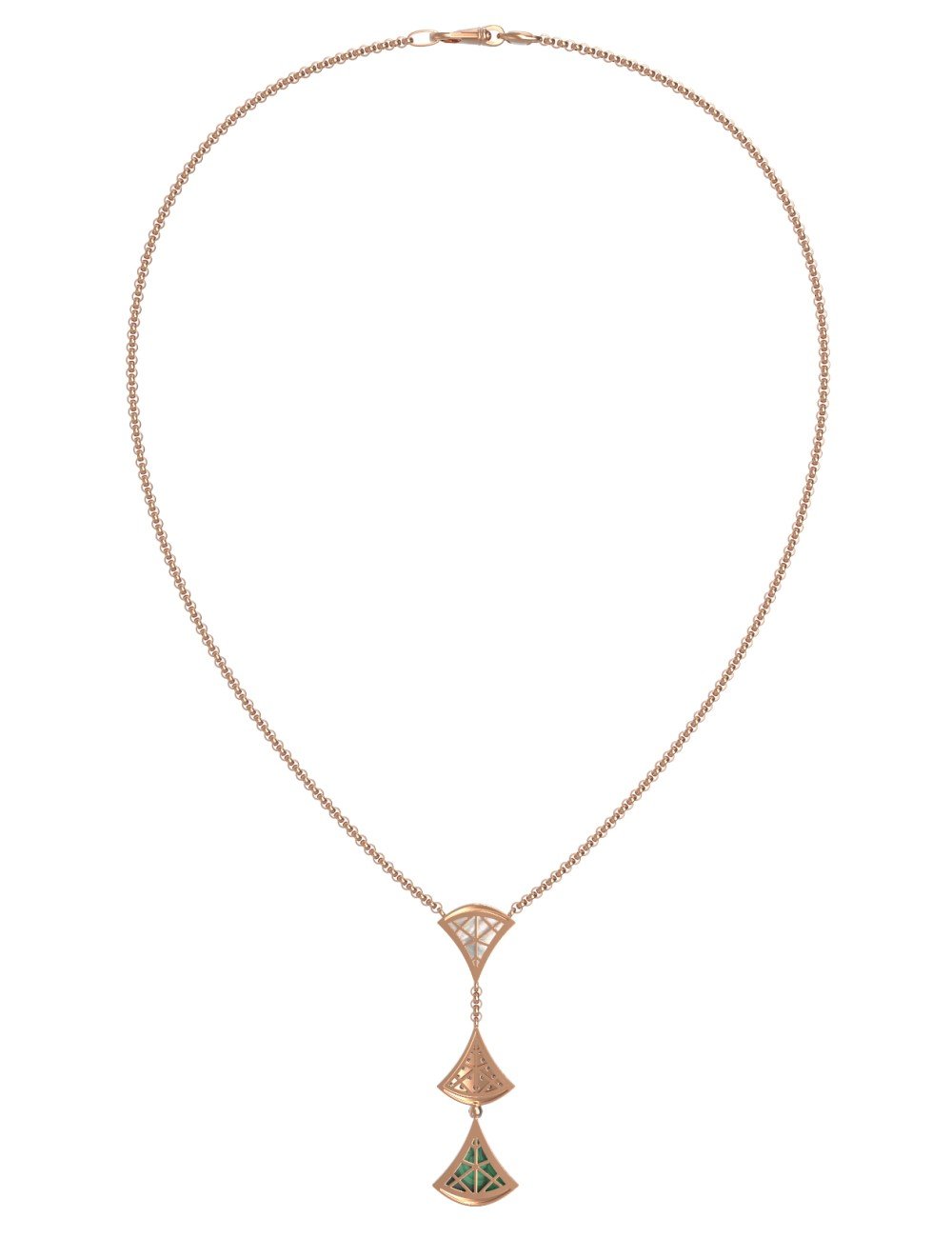 Колье из золота c бриллиантами, малахитом и перламутром