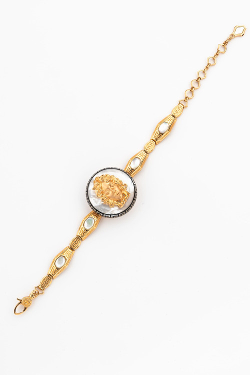 Браслет из красного золота 585 пробы c эмалью и перламутром