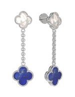 Серьги из белого золота c лазуритом и перламутром