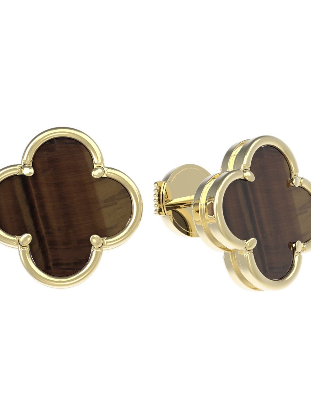 Серьги из лимонного золота c тигровым глазом