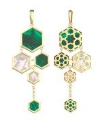 Подвеска из лимонного золота c малахитом и перламутром