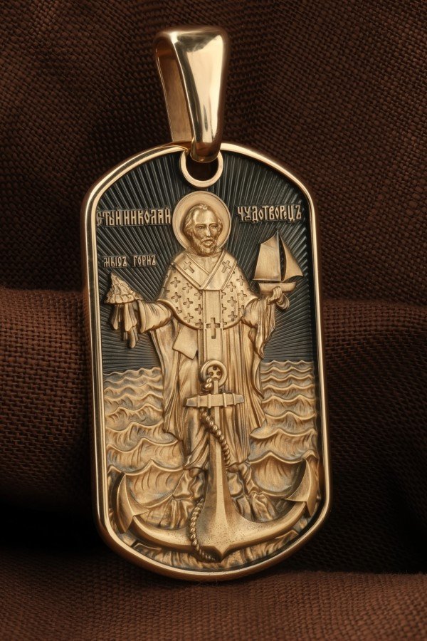 Образок из золота c эмалью