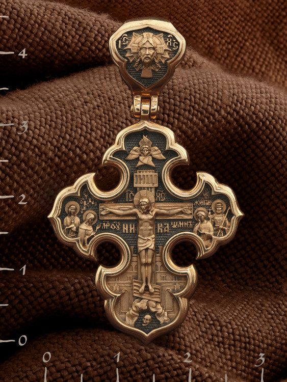 Крест из красного золота 585 пробы