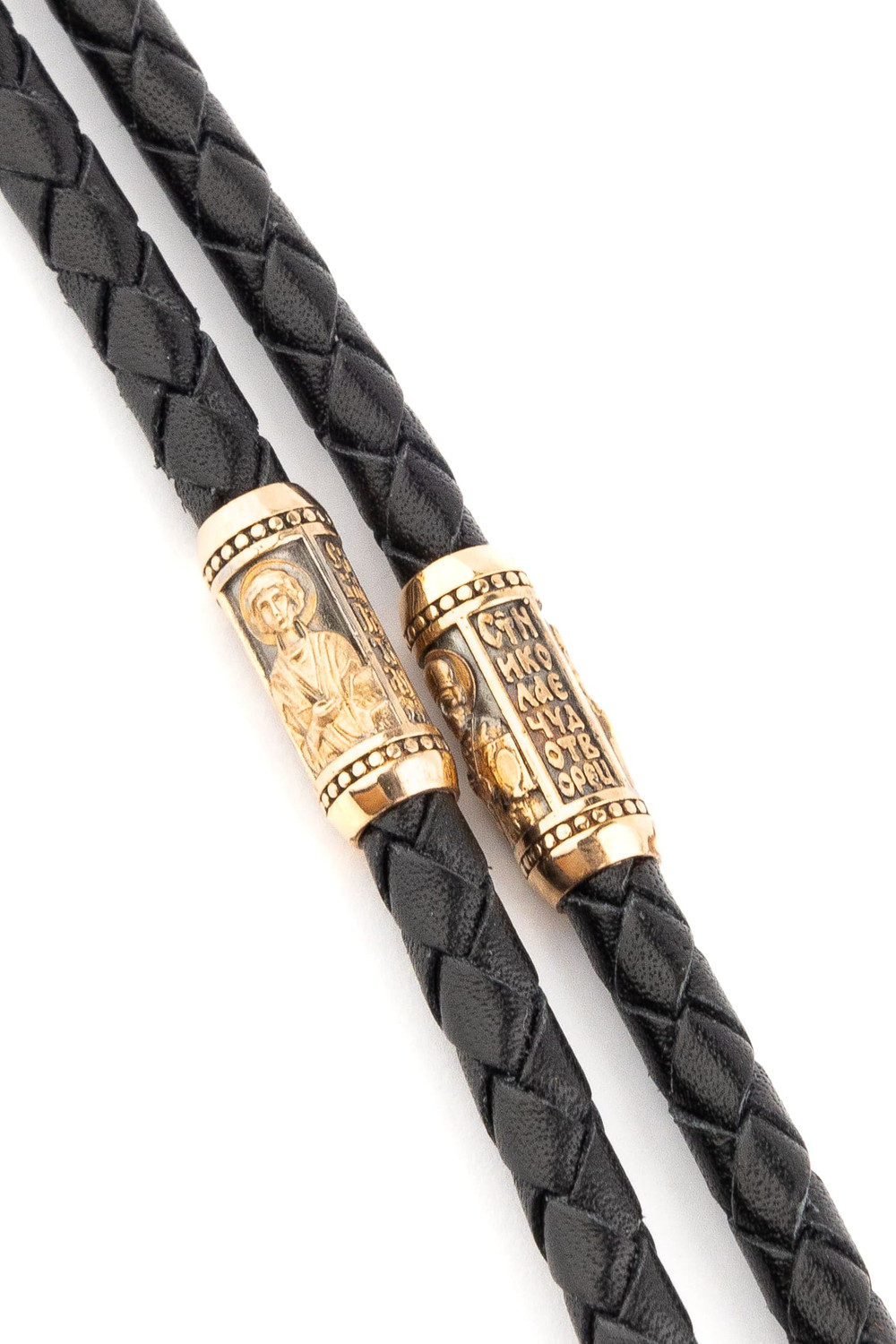 Цепь-шнурок кожа из красного золота 585 пробы c кожаным шнурком