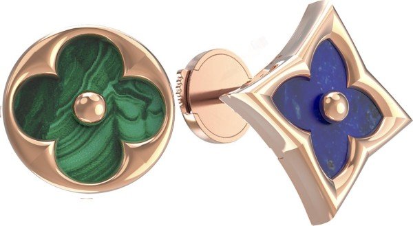 Серьги из золота c лазуритом и малахитом