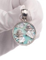 Подвеска из белого золота c бирюзой и перламутром