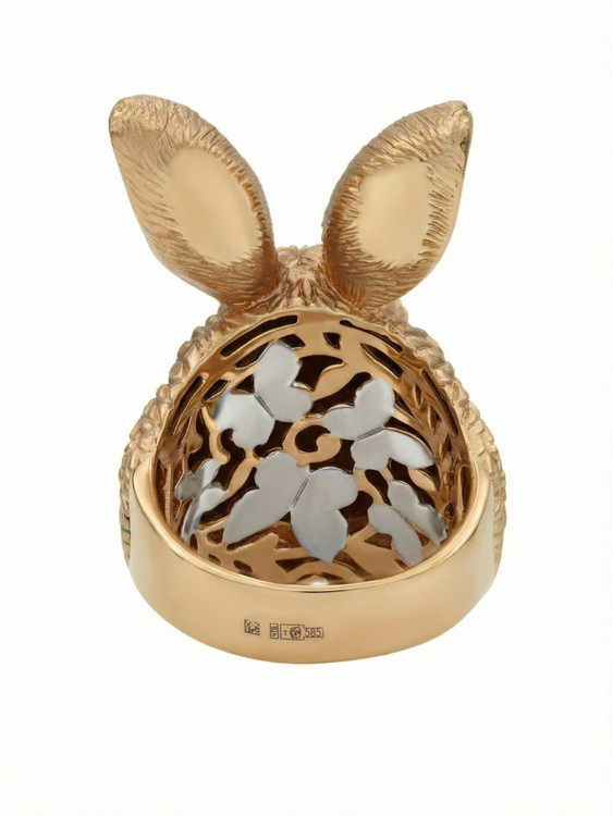 Кольцо из красного золота 585 пробы c эмалью