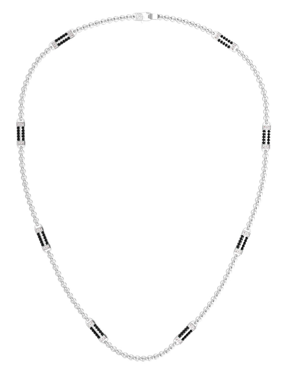 Цепь из белого золота c ониксом