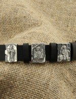 Браслет из серебра c кожаным шнурком