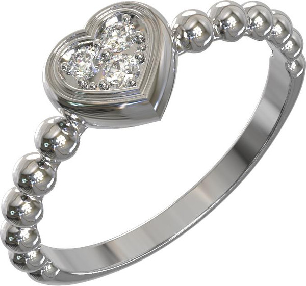 Кольцо из белого золота 585 пробы c бриллиантами