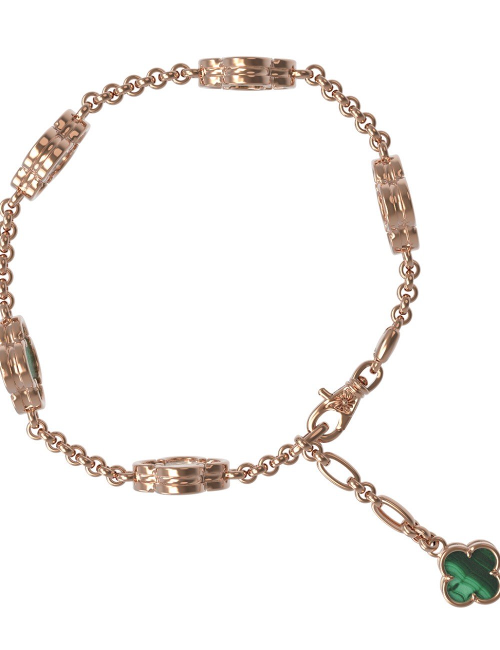 Браслет из золота c малахитом и перламутром