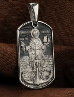 Образок из белого золота c эмалью