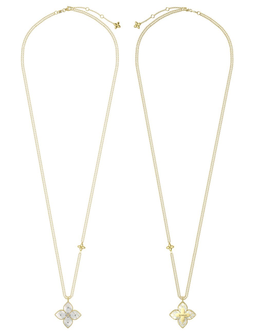 Колье из лимонного золота c бриллиантами и перламутром