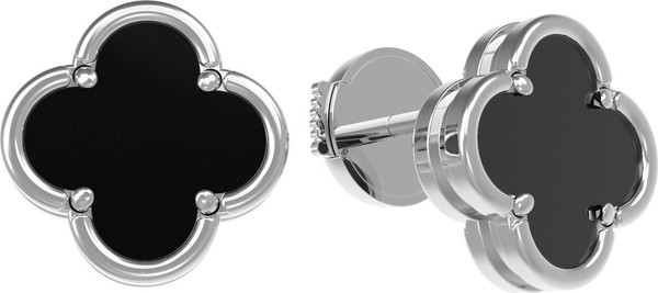 Серьги из белого золота 585 пробы c ониксом