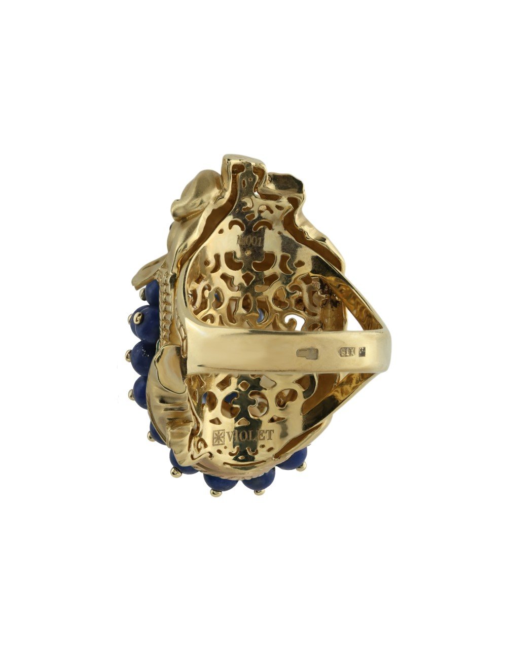 Кольцо из лимонного золота c эмалью и лазуритом