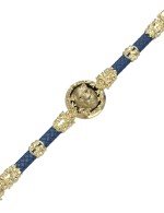 Браслет из лимонного золота c эмалью, кожаным шнурком и ониксом