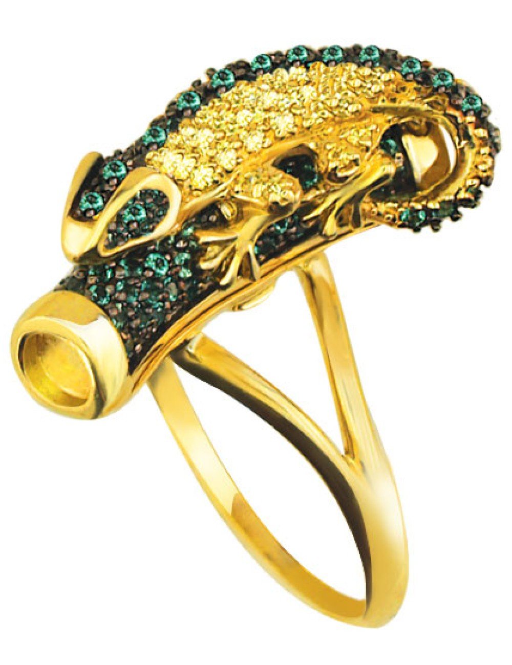 Кольцо из лимонного золота c фианитом