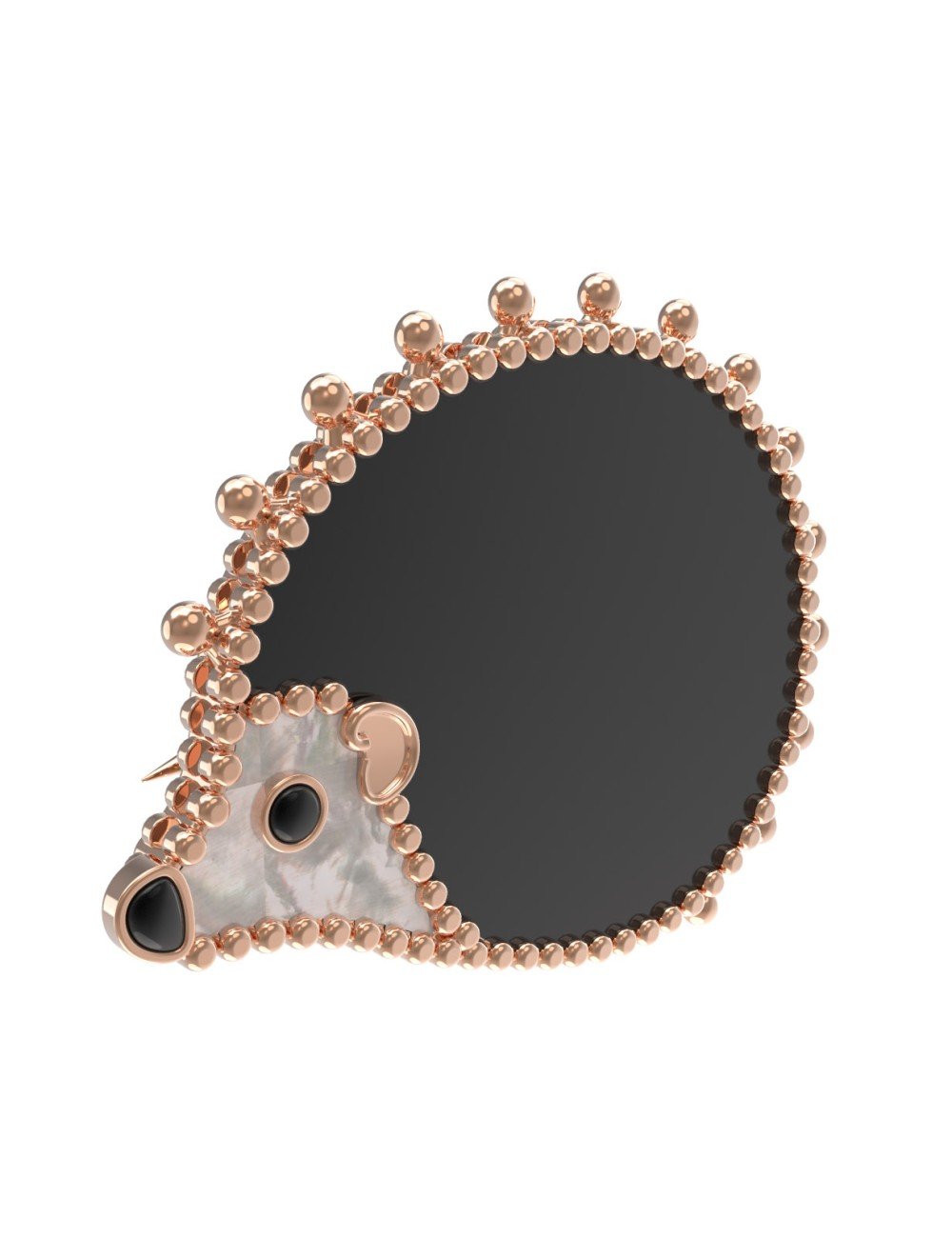 Брошь из золота c эмалью, ониксом и перламутром