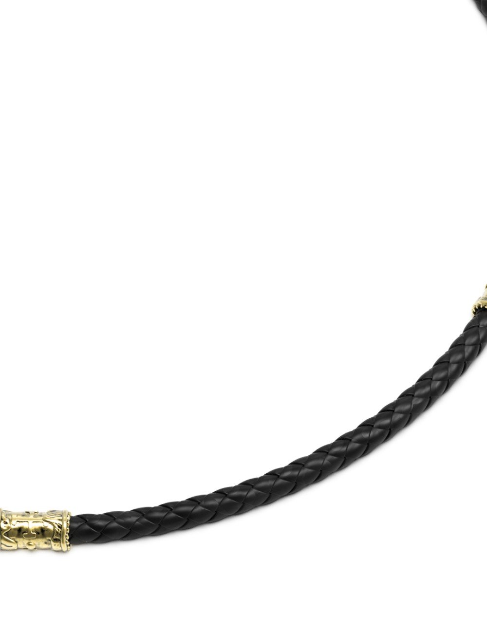 Гайтан из лимонного золота c кожаным шнурком