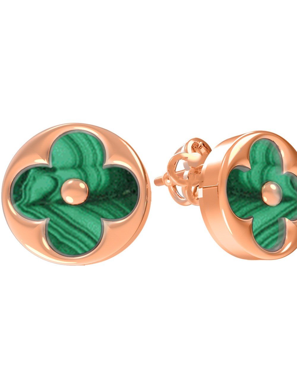 Серьги из золота c малахитом