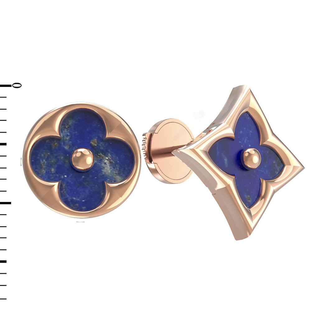 Серьги из красного золота 585 пробы c лазуритом