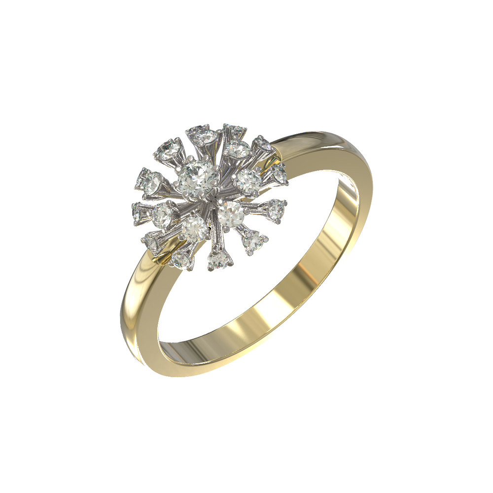 Кольцо из лимонного золота 585 пробы c бриллиантами