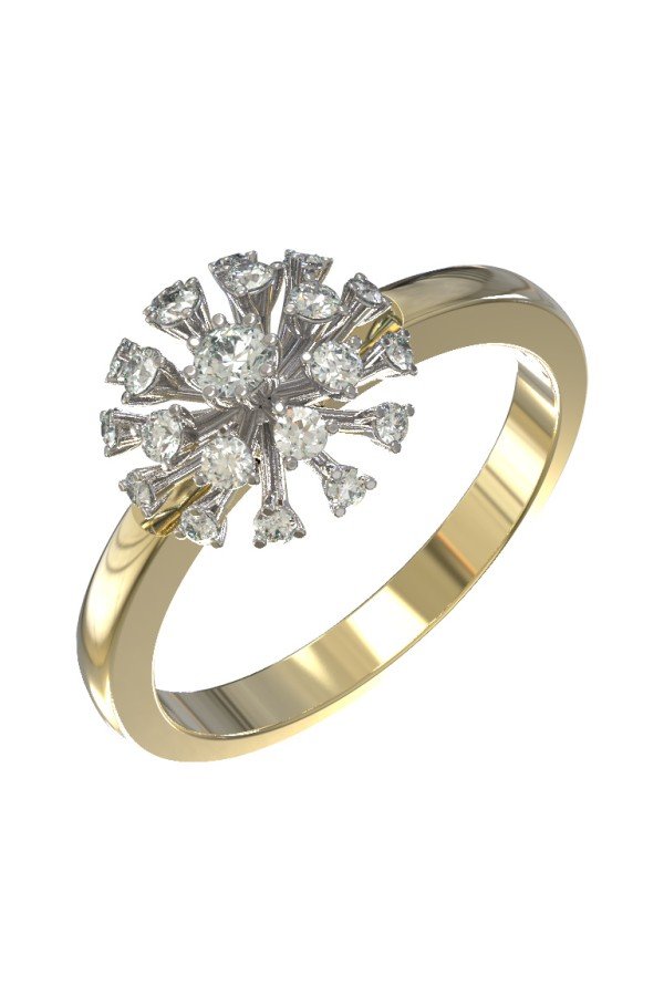 Кольцо из лимонного золота c бриллиантами