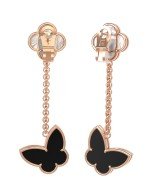 Серьги из золота c ониксом и перламутром