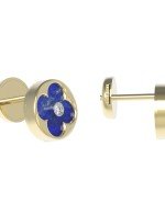 Серьги из лимонного золота c бриллиантами и лазуритом