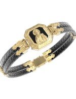 Браслет из лимонного золота c шнурком и ониксом