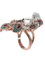 Кольцо из золота c фианитом и гранатом