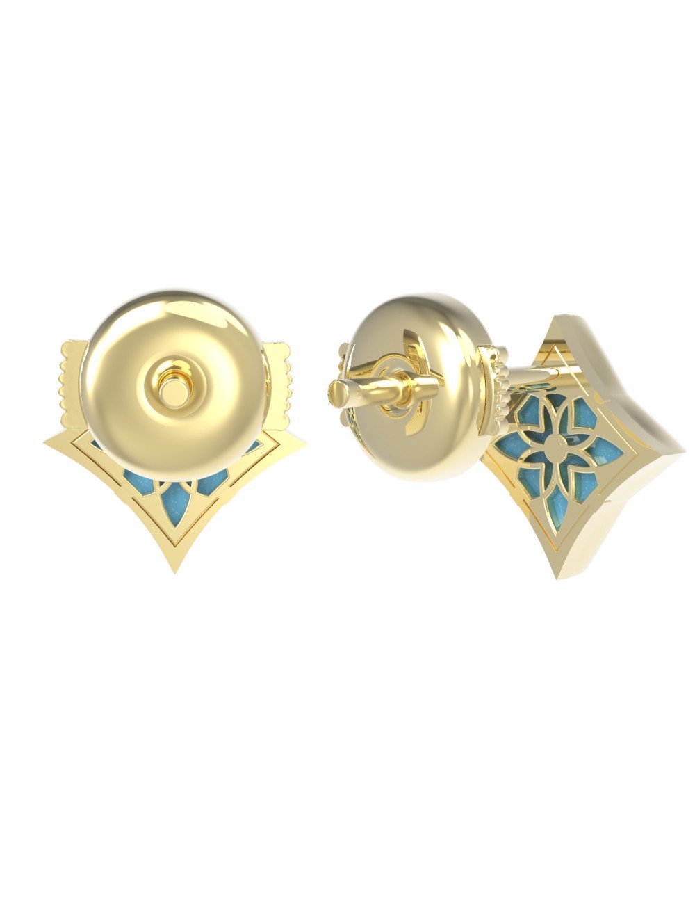 Серьги из лимонного золота c бирюзой