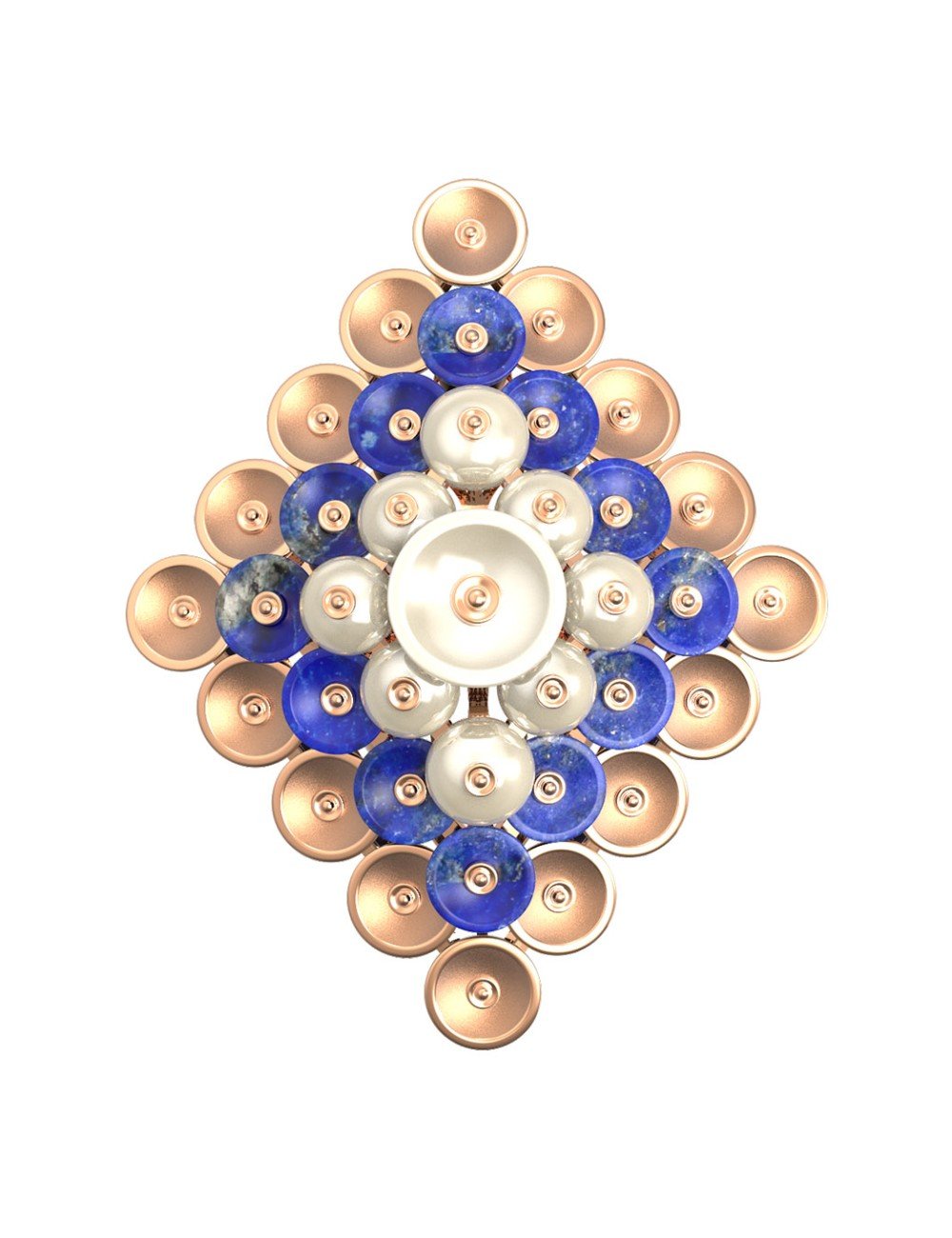 Кольцо из золота c лазуритом и перламутром