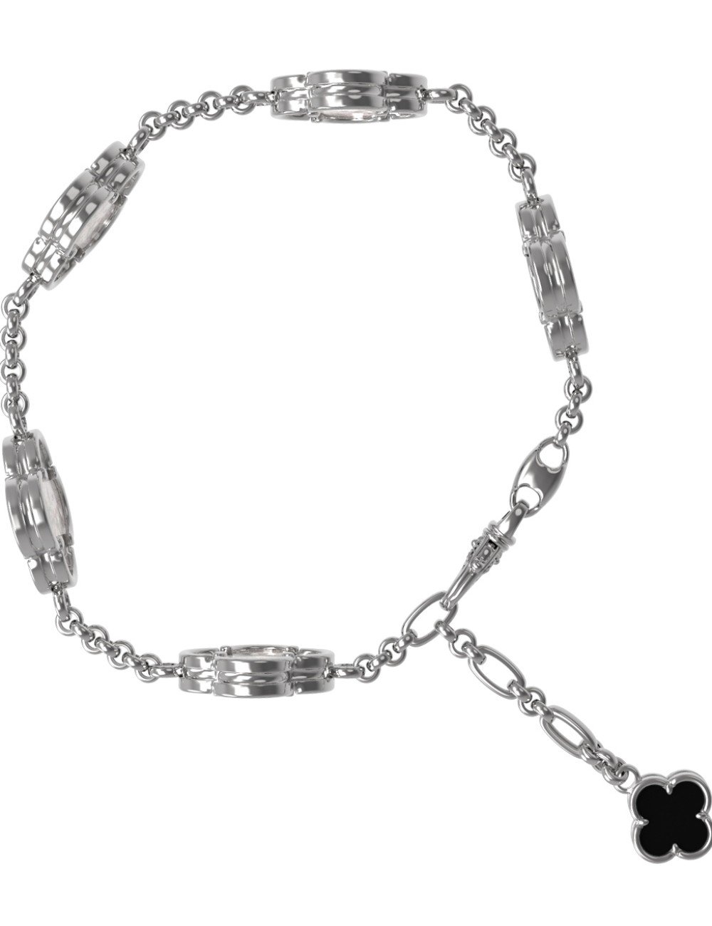 Браслет из белого золота c ониксом и перламутром