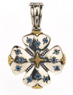 Крест из серебра и золота c фианитом, бриллиантами и рубином