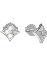 Серьги из белого золота c бриллиантами и перламутром