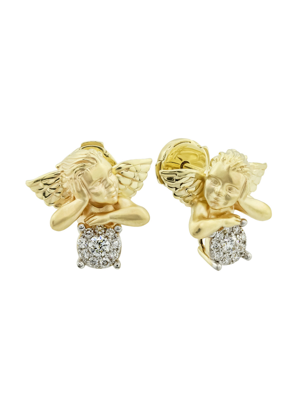 Серьги из лимонного золота 585 пробы c бриллиантами