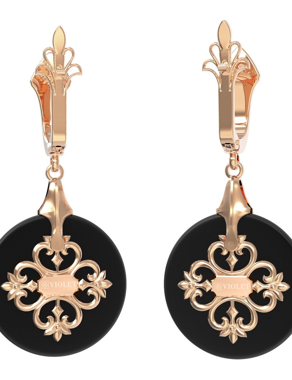 Серьги из золота c ониксом