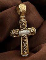 Крест из лимонного золота c эбеновым деревом