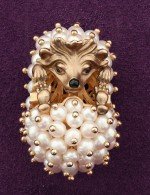 Подвеска из золота c эмалью и жемчугом